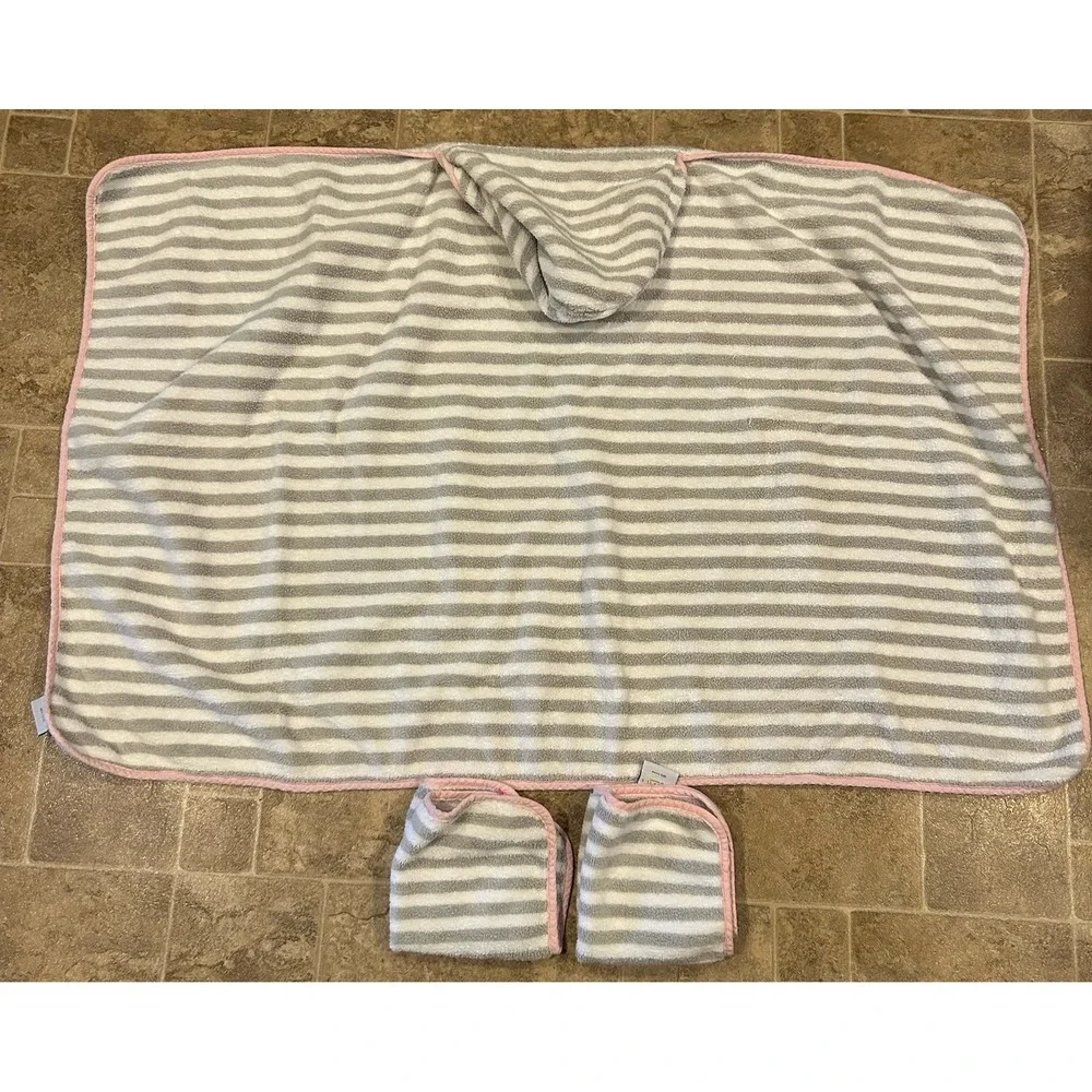 Kassa Kids Hooded Towel & 2 Wash Rags Striped Luxury